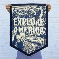 4th Of July Weekend Oxford Pennant: Explore America Camp Flag
