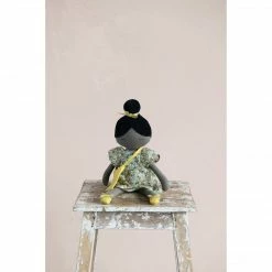 Creative Co-op Fabric Doll In Floral Dress And Purse