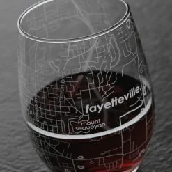 Well Told Fayetteville AR Map Stemless Wine Glass