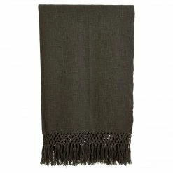 Creative Co-op Decor Charcoal Throw With Fringe
