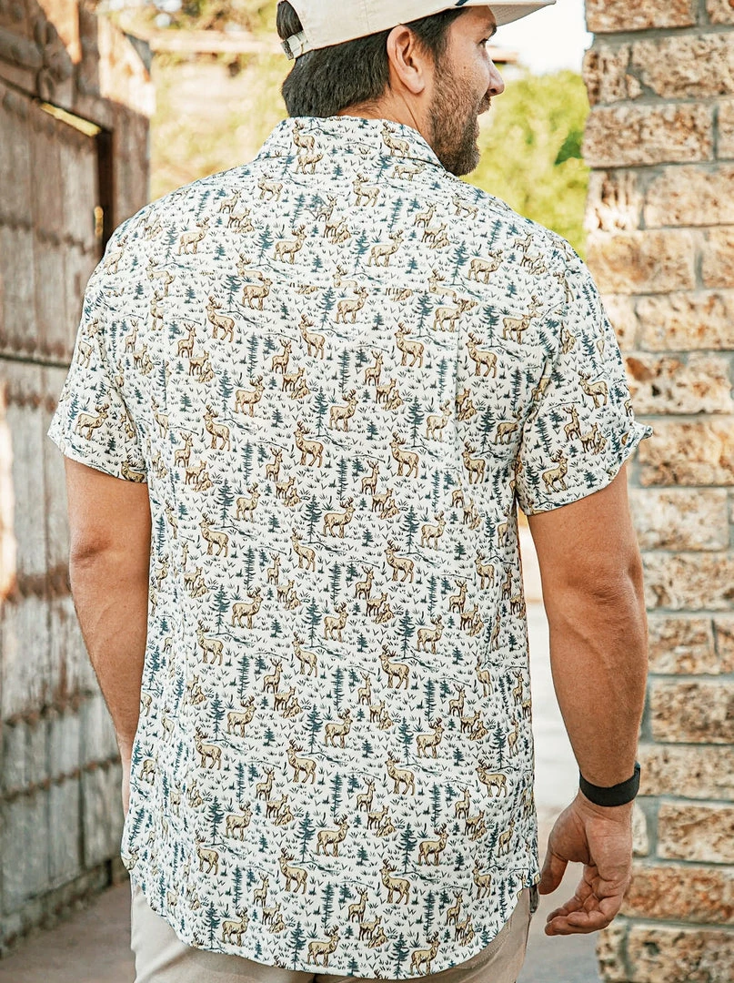 Burlebo: Performace SS Button Up - Deer Scenery Gifts For Him