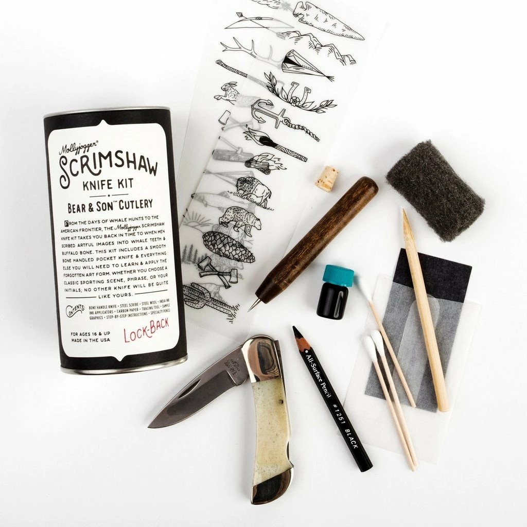 Mollyjogger: Bear & Son Knife + Scrimshaw Kit Lake