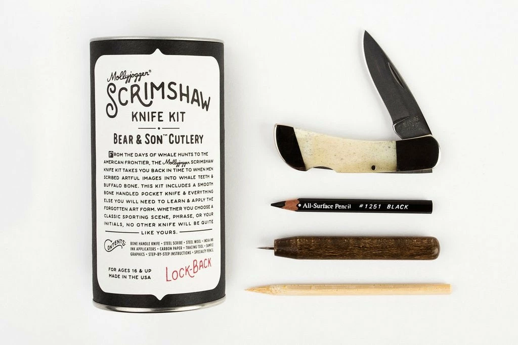 Mollyjogger: Bear & Son Knife + Scrimshaw Kit Lake