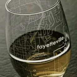 Well Told Fayetteville AR Map Stemless Wine Glass