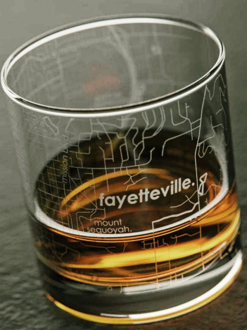 Well Told Gifts For Him Fayetteville, AR Map Rocks Glass