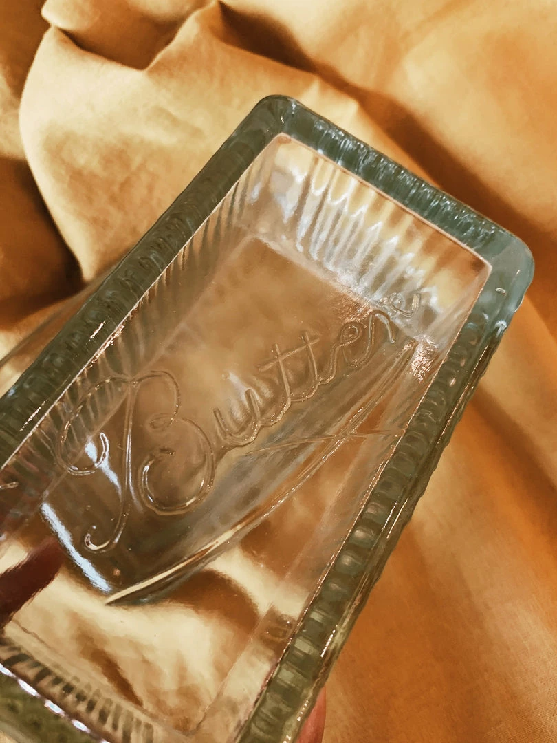Creative Co-op Pressed Glass Butter Dish