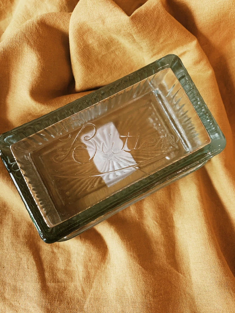 Creative Co-op Pressed Glass Butter Dish