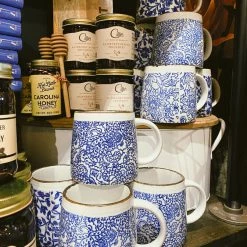 Creative Co-op Natural Blue + White Mug