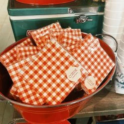 Coterie Party Supplies Red Gingham Paper Cocktail Napkins 4th Of July Weekend