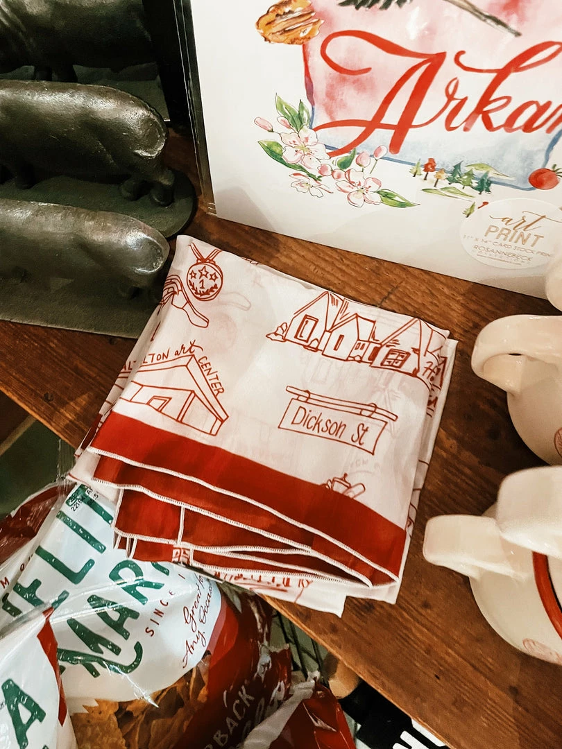 College Town Toiles Arkansas Toile Silk Scarf