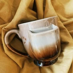 Creative Co-op Stoneware Mug W/ Teabag Holder Mugs