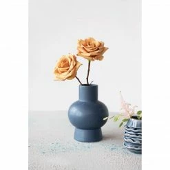 Creative Co-op Funky Stoneware Navy Vase Decor