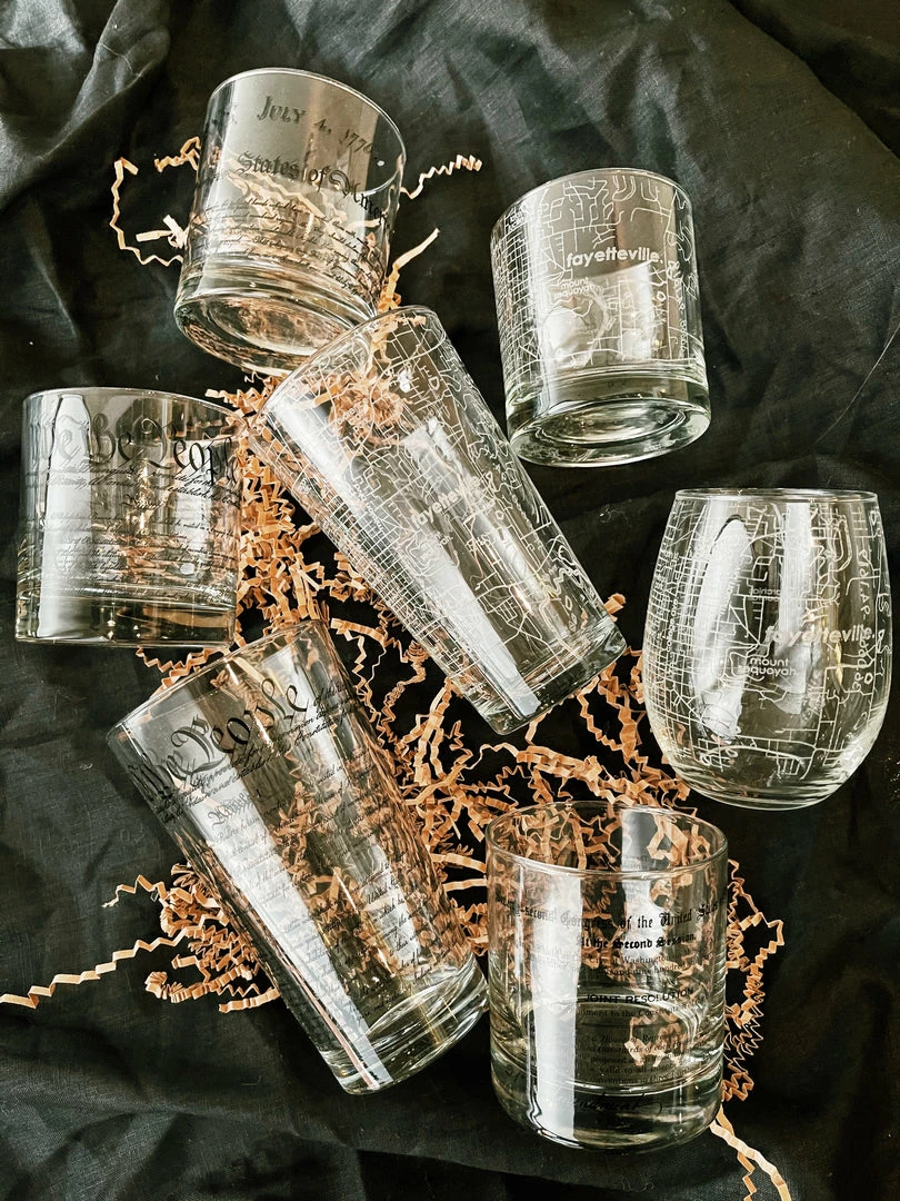 Well Told Gifts For Him Fayetteville, AR Map Rocks Glass