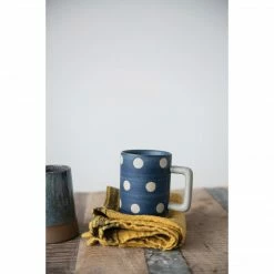 Creative Co-op Blue Stoneware Mug With Dots