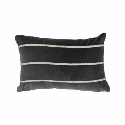 Creative Co-op Velvet Striped Lumbar Pillow Decor